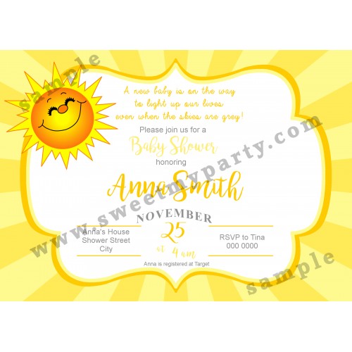 My Little Sunshine Gender Reveal Baby Shower Invitation,(04bbg)
